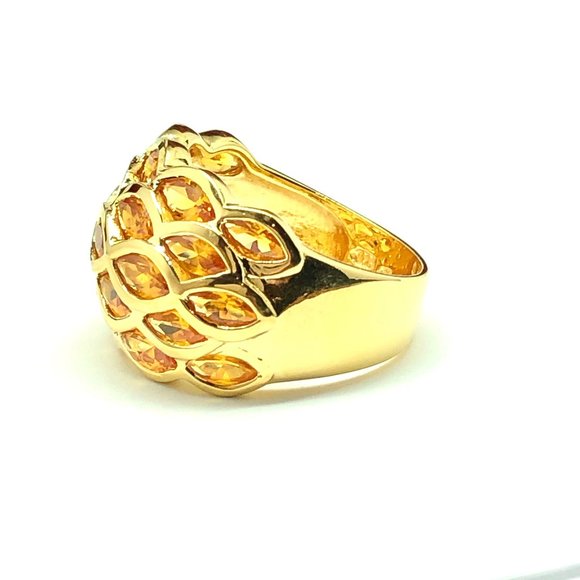 Sunny Day! Gold Sterling Silver Citrine Gemstone Wide Band Ring | Womens Jewelry - Picture 2 of 5